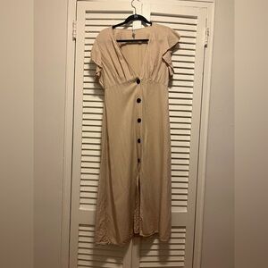 Forever 21 Tan Button-Down Midi Dress